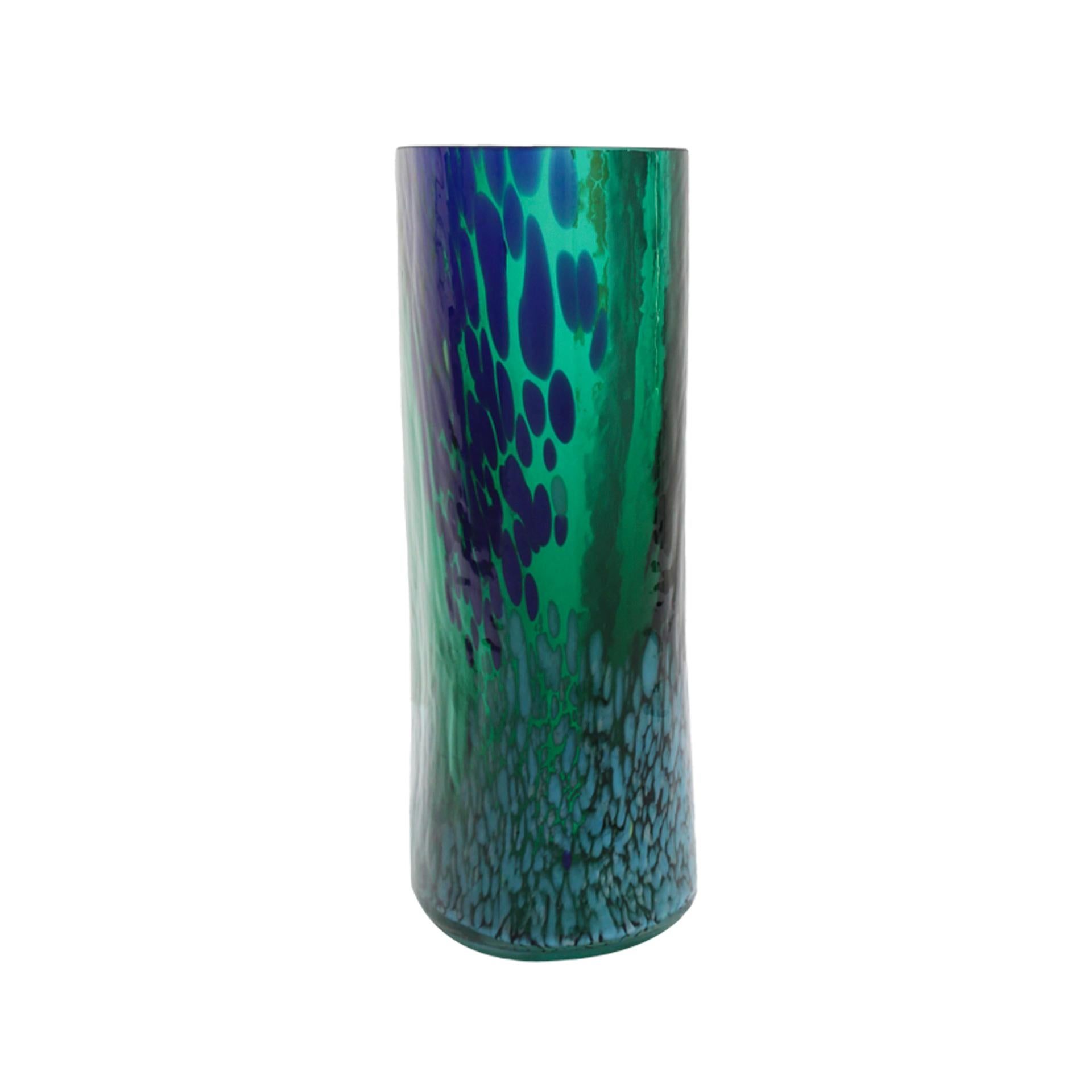 Kunsthandwerkliche Vase aus grünem Muranoglas, 1970er Jahre Italienisches Design (Handgefertigt) im Angebot