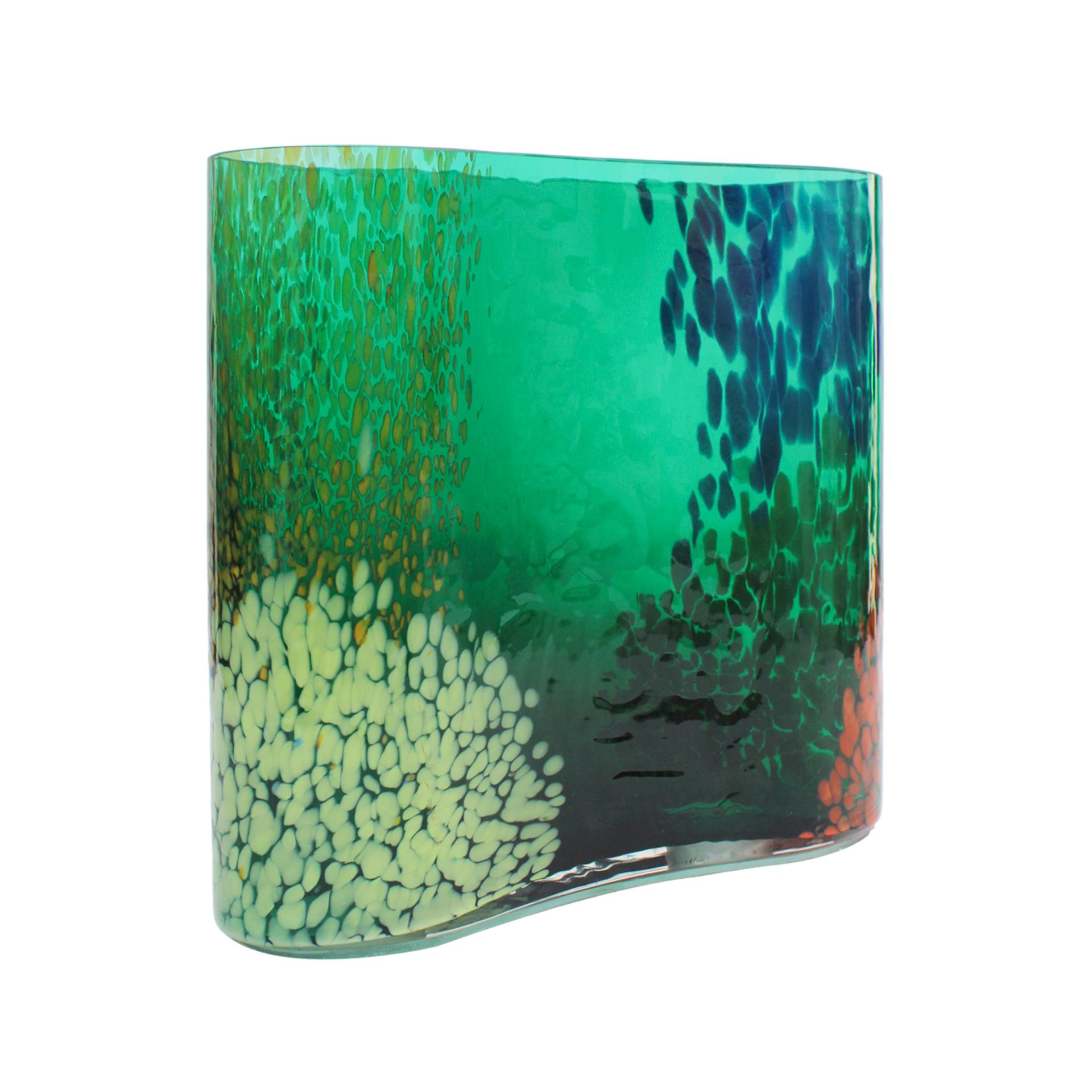 Kunsthandwerkliche Vase aus grünem Muranoglas, 1970er Jahre Italienisches Design im Zustand „Gut“ im Angebot in Madrid, ES