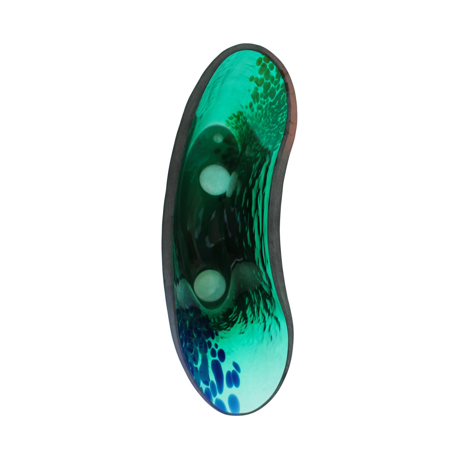 Kunsthandwerkliche Vase aus grünem Muranoglas, 1970er Jahre Italienisches Design im Zustand „Gut“ im Angebot in Madrid, ES