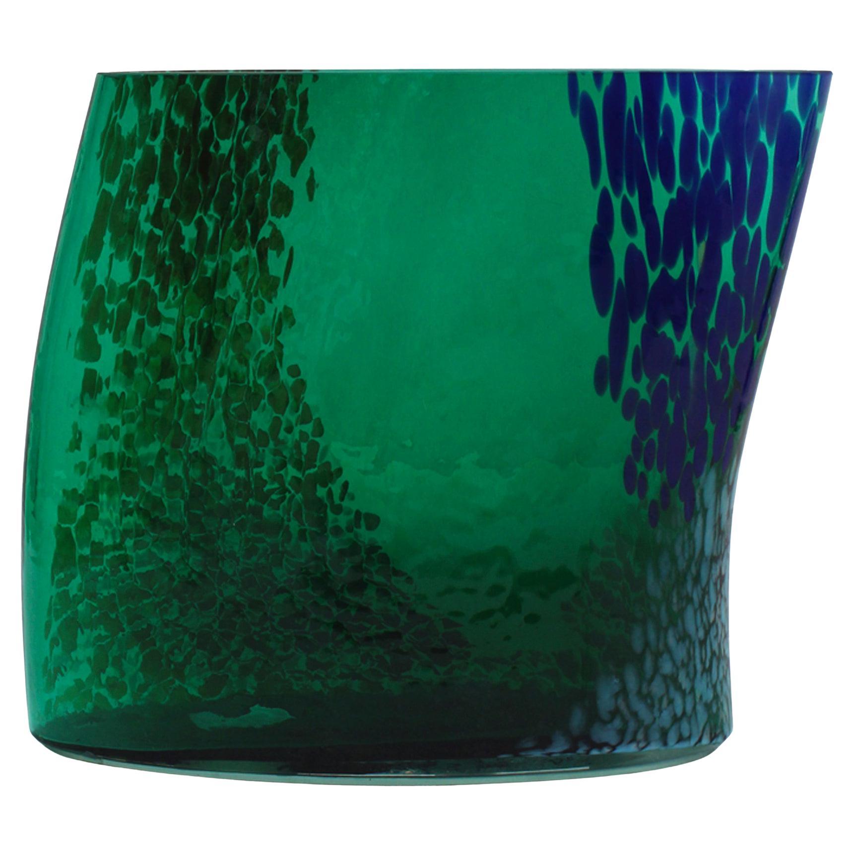 Kunsthandwerkliche Vase aus grünem Muranoglas, 1970er Jahre Italienisches Design
