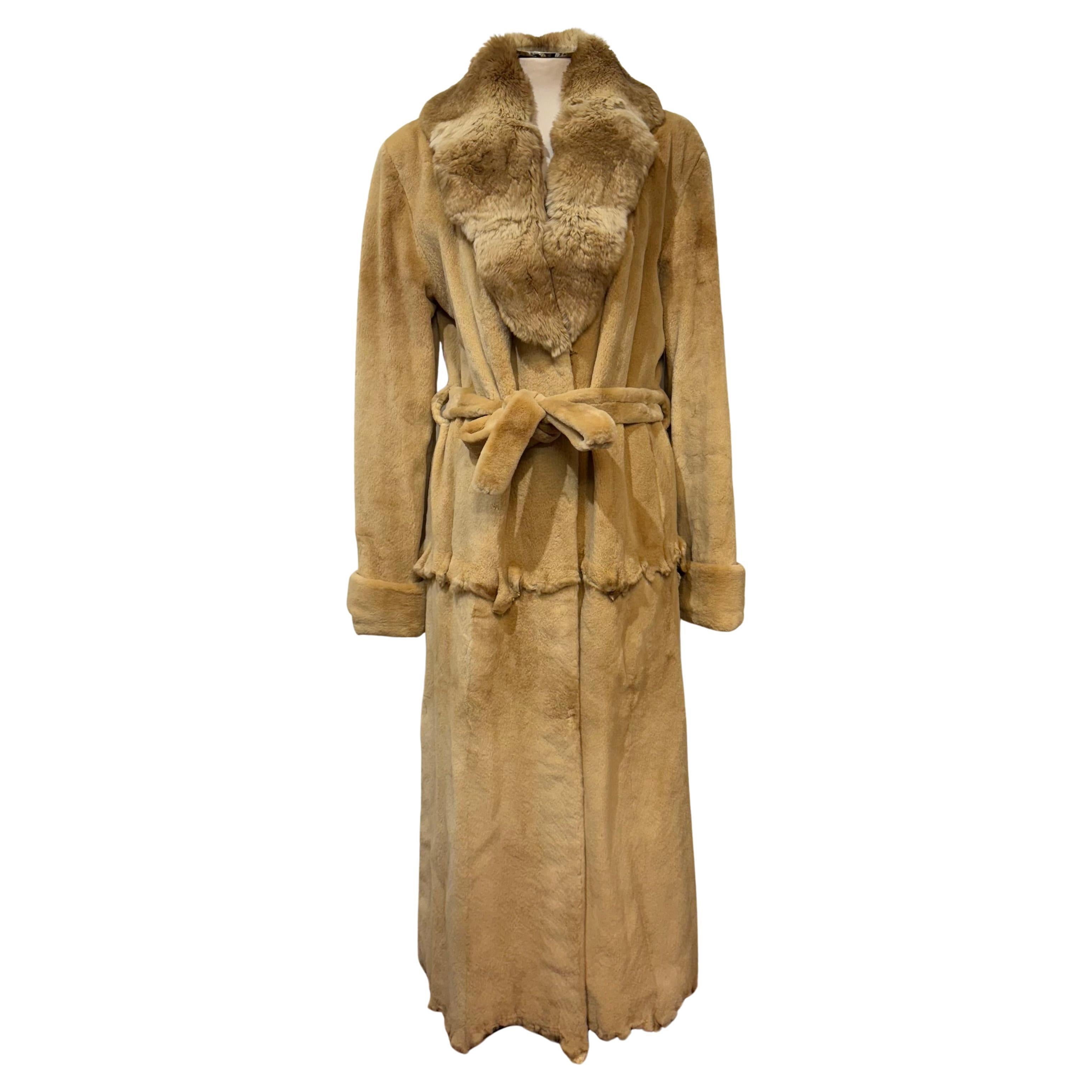 Artisanal Honey Shaved Mink Fur Coat M