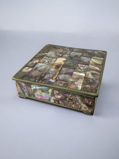 Artisanal Jewelry Box with Abalone and Alpaca, Mexico, Circa 1980