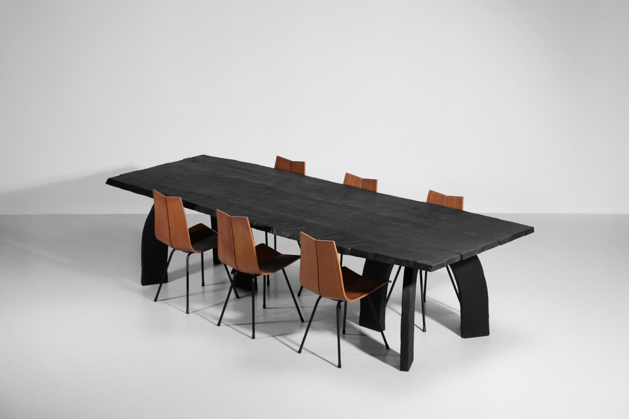 Contemporary Artisanal Large Dining Table by Vincent Vincent Model 80/20 in Burnt Wood