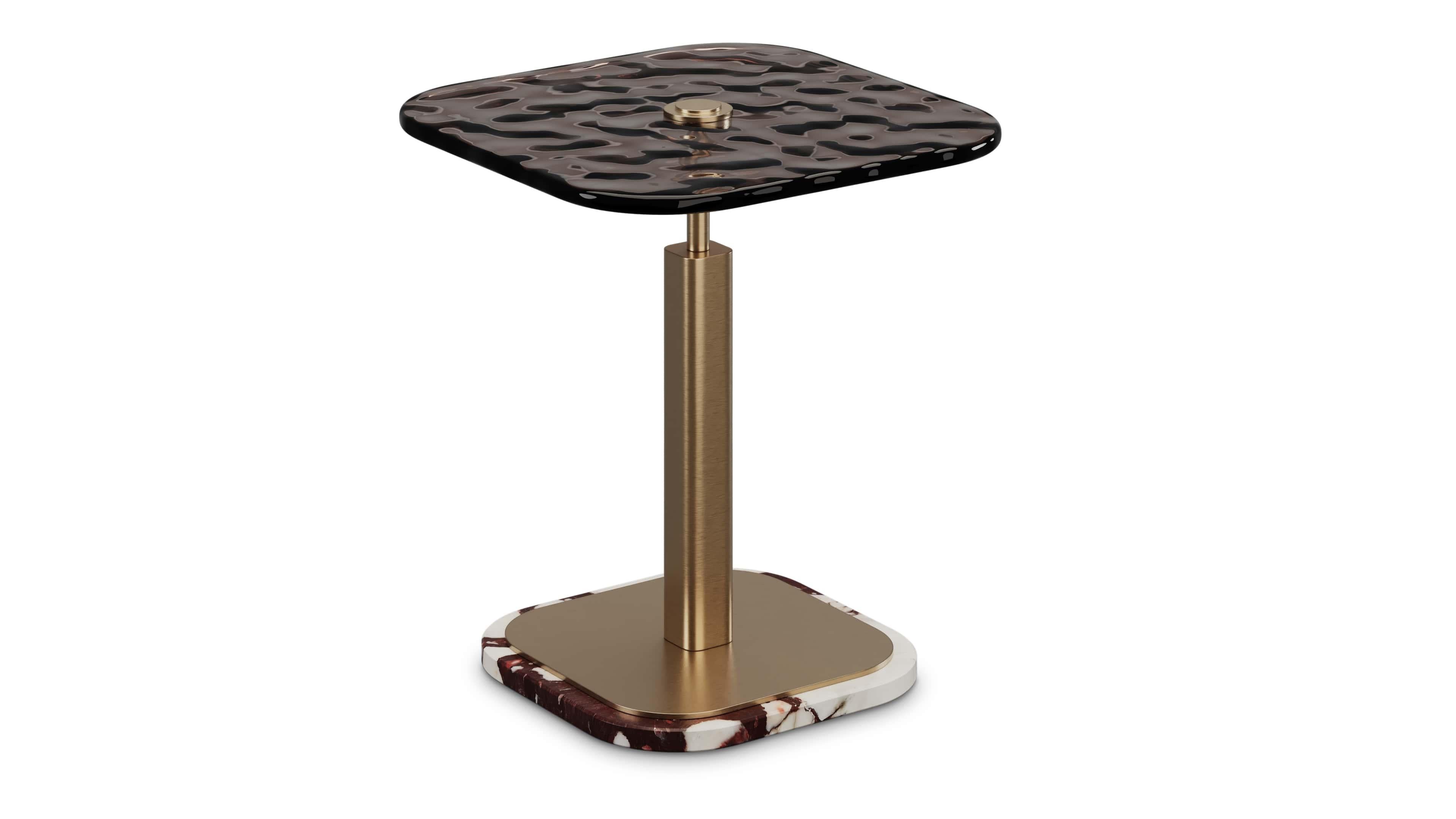 Portuguese Artisanal Mejhal Side Table With Calacatta Viola Marble Base For Sale