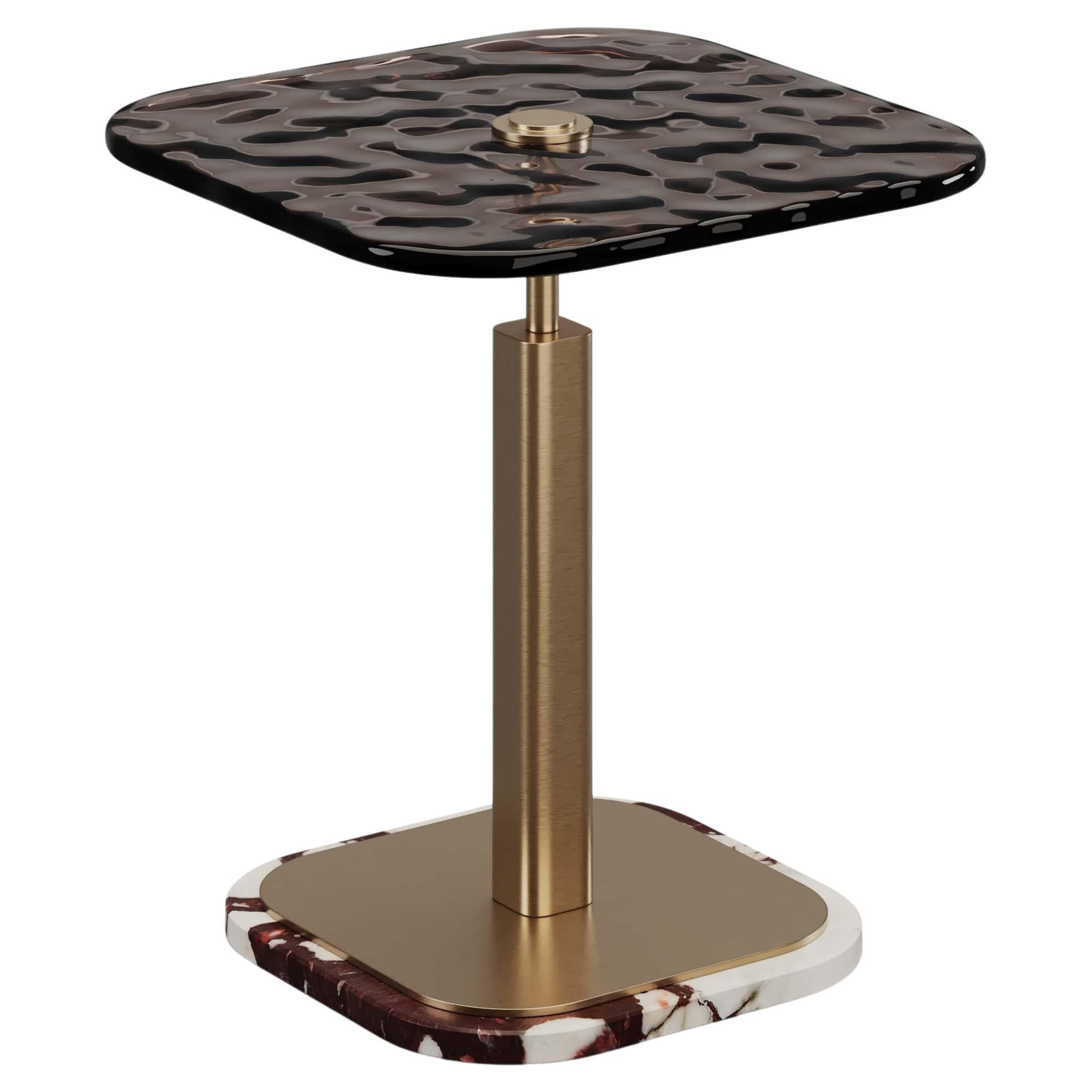 Artisanal Mejhal Side Table With Calacatta Viola Marble Base For Sale