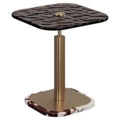 Artisanal Mejhal Side Table With Calacatta Viola Marble Base