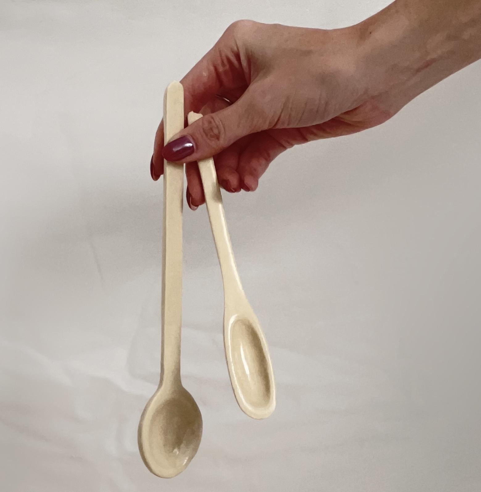 Fired Artisanal Mexican Made Ceramic Spoon Set For Sale