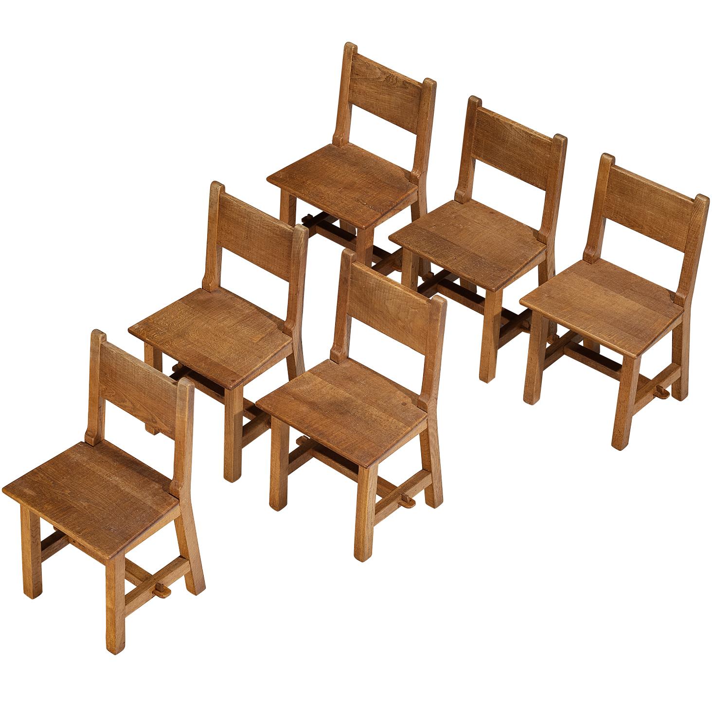 Artisanal Mid-Century Dining Set Consisting Chairs and Table in Oak For Sale 1