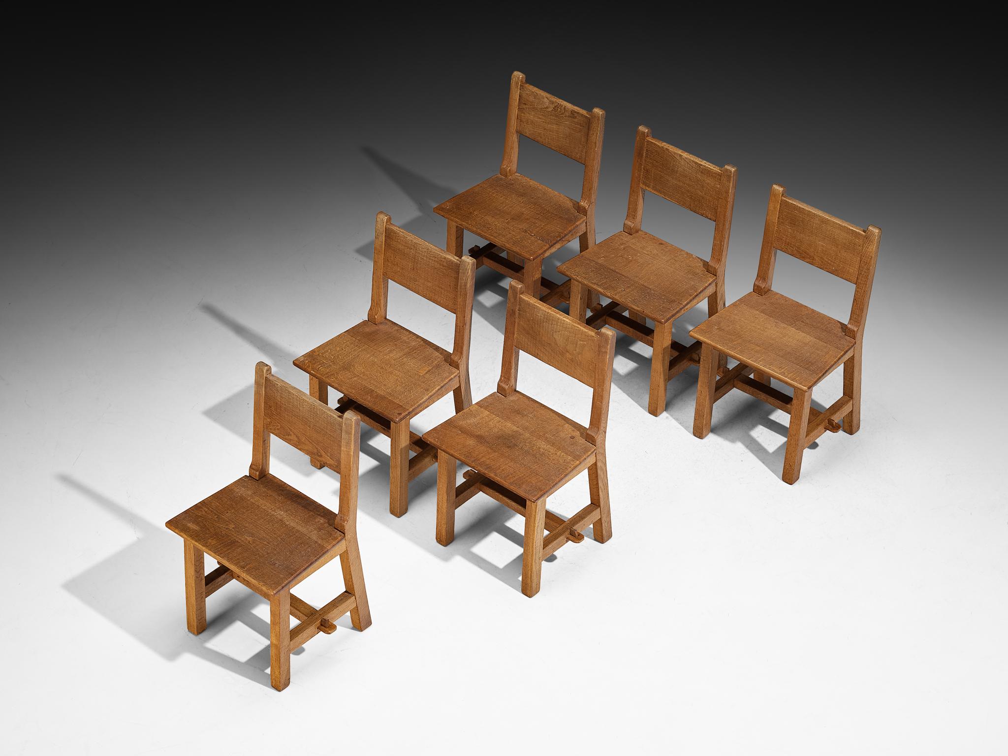 Artisanal Mid-Century Dining Set Consisting Chairs and Table in Oak For Sale 2