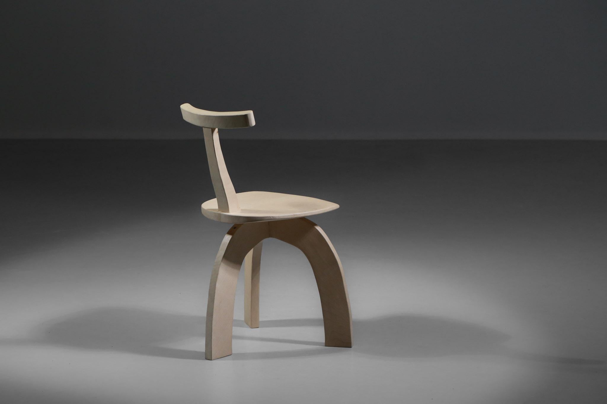 Artisanal Modern 80/20 Oak or Sycamore Chair Created by Vincent Vincent In New Condition For Sale In Lyon, FR
