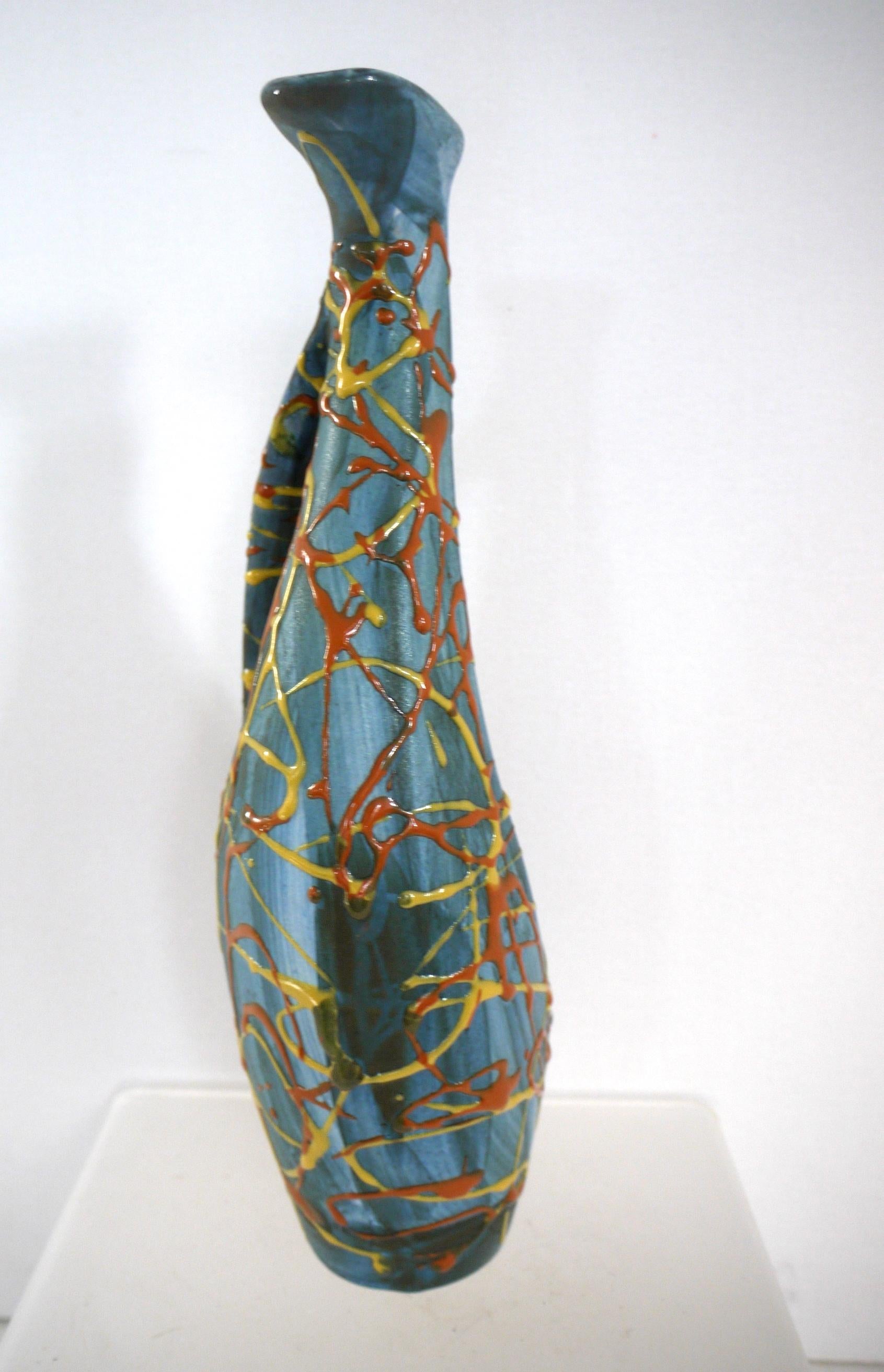 20th Century Artisanal Modernist French Ceramic Sculptural Vase Vallauris, 1965 For Sale