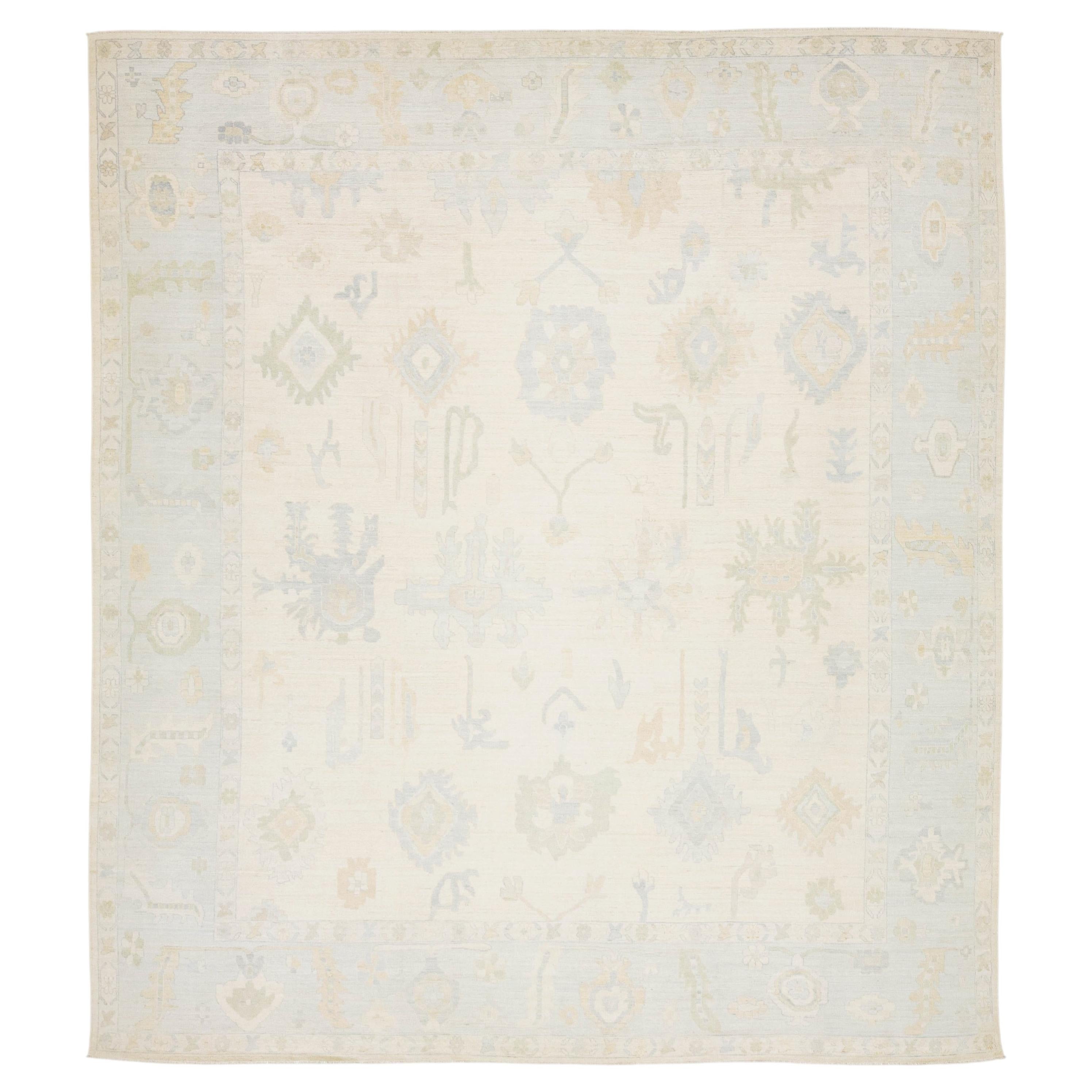10x14 Ivory Cream Gray Muted Turkish Oushak Hand Knotted Wool Rug ( OAC ...