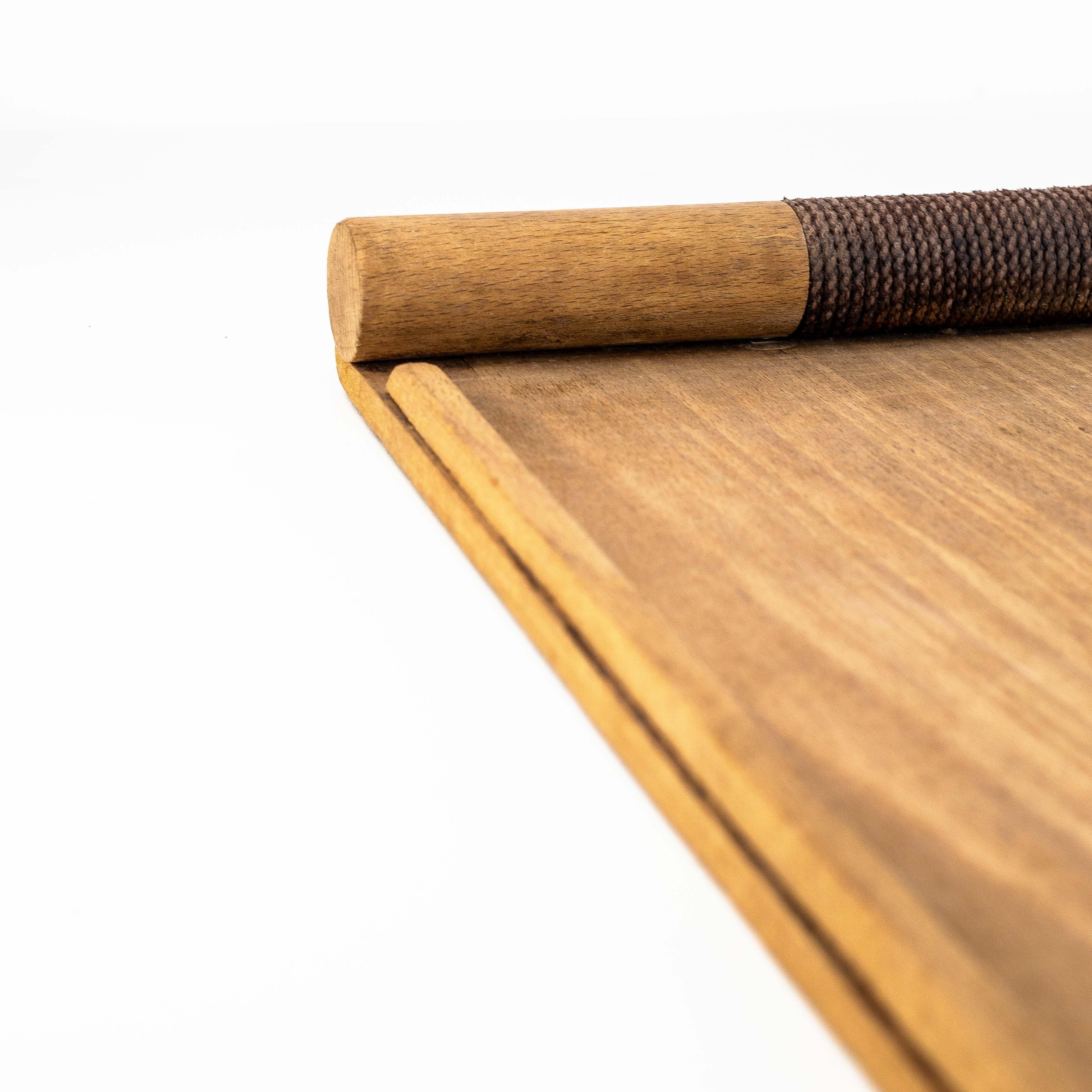 Artisanal Plywood and Cord Kitchen Tray, Minimal Japanese Style, France 1960s For Sale 2