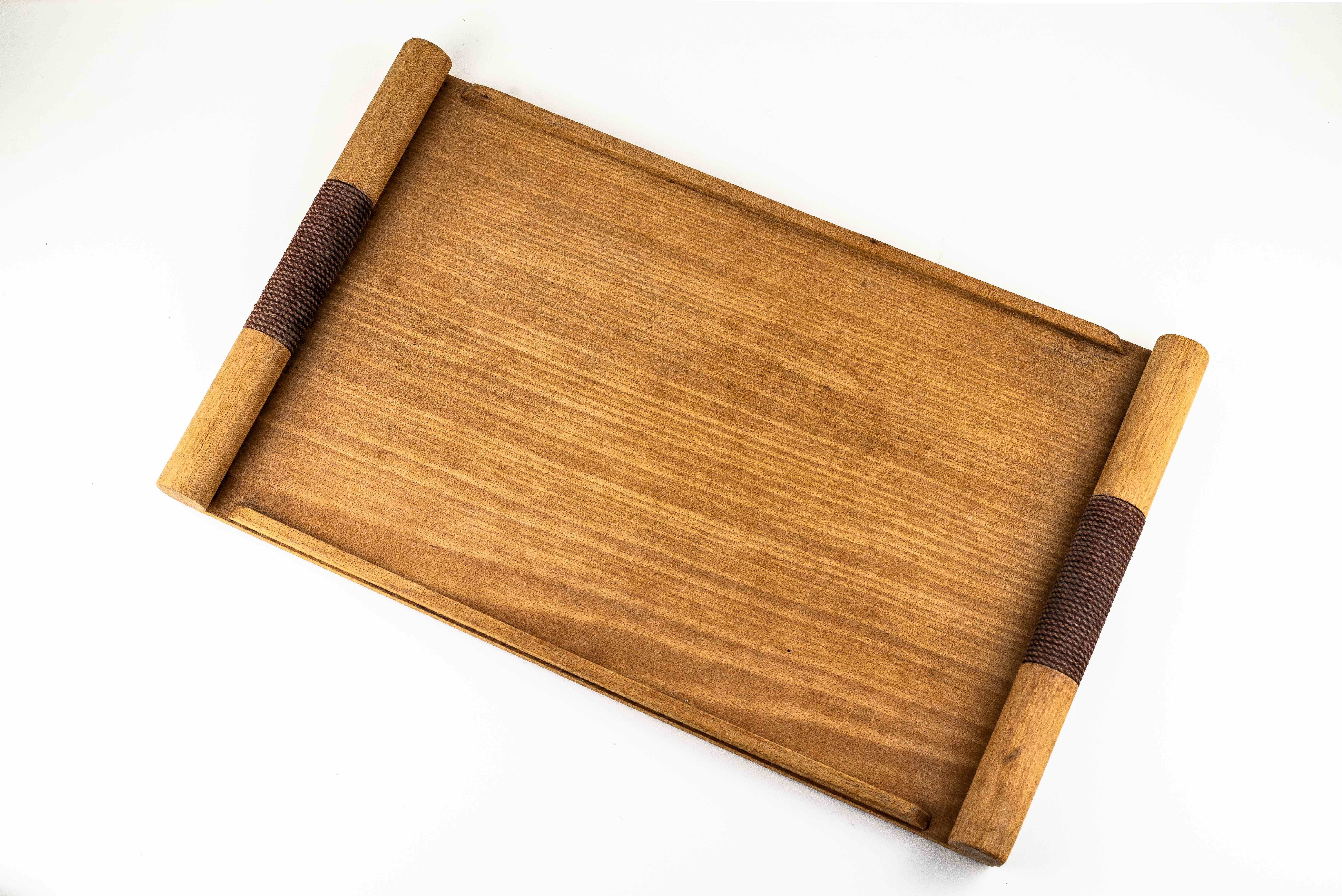 Artisanal Plywood and Cord Kitchen Tray, Minimal Japanese Style, France 1960s For Sale 3