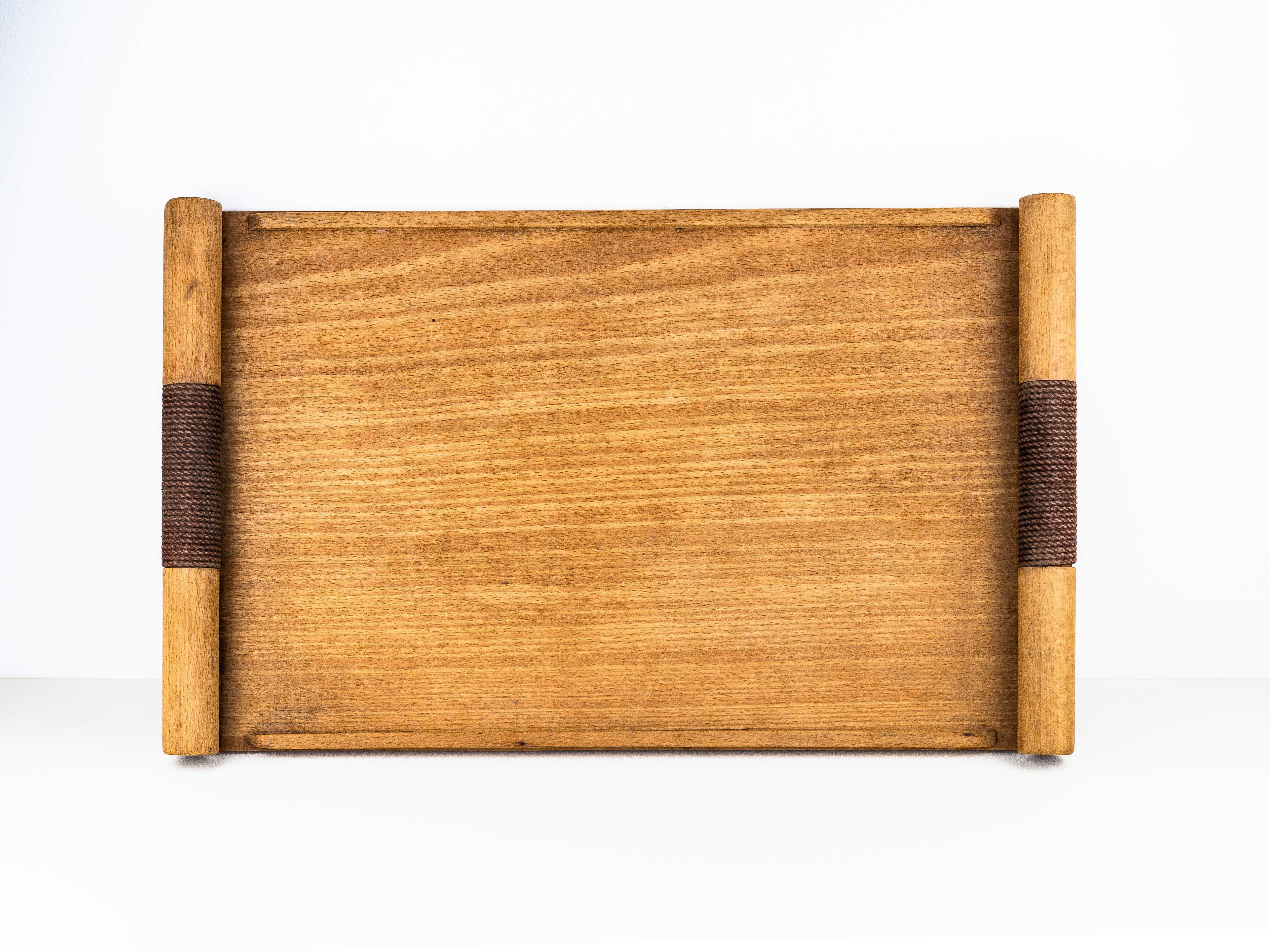 French Artisanal Plywood and Cord Kitchen Tray, Minimal Japanese Style, France 1960s For Sale