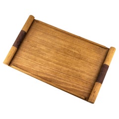 Artisanal Plywood and Cord Kitchen Tray, Minimal Japanese Style, France 1960s