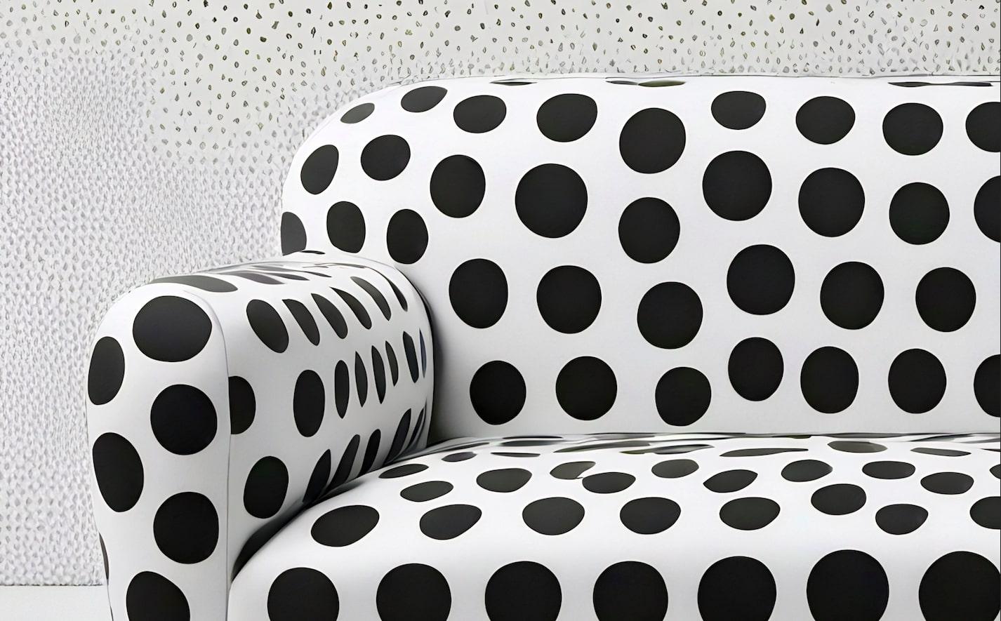 Indien Canapé artisanal Polkadot Black 3 Seater en vente