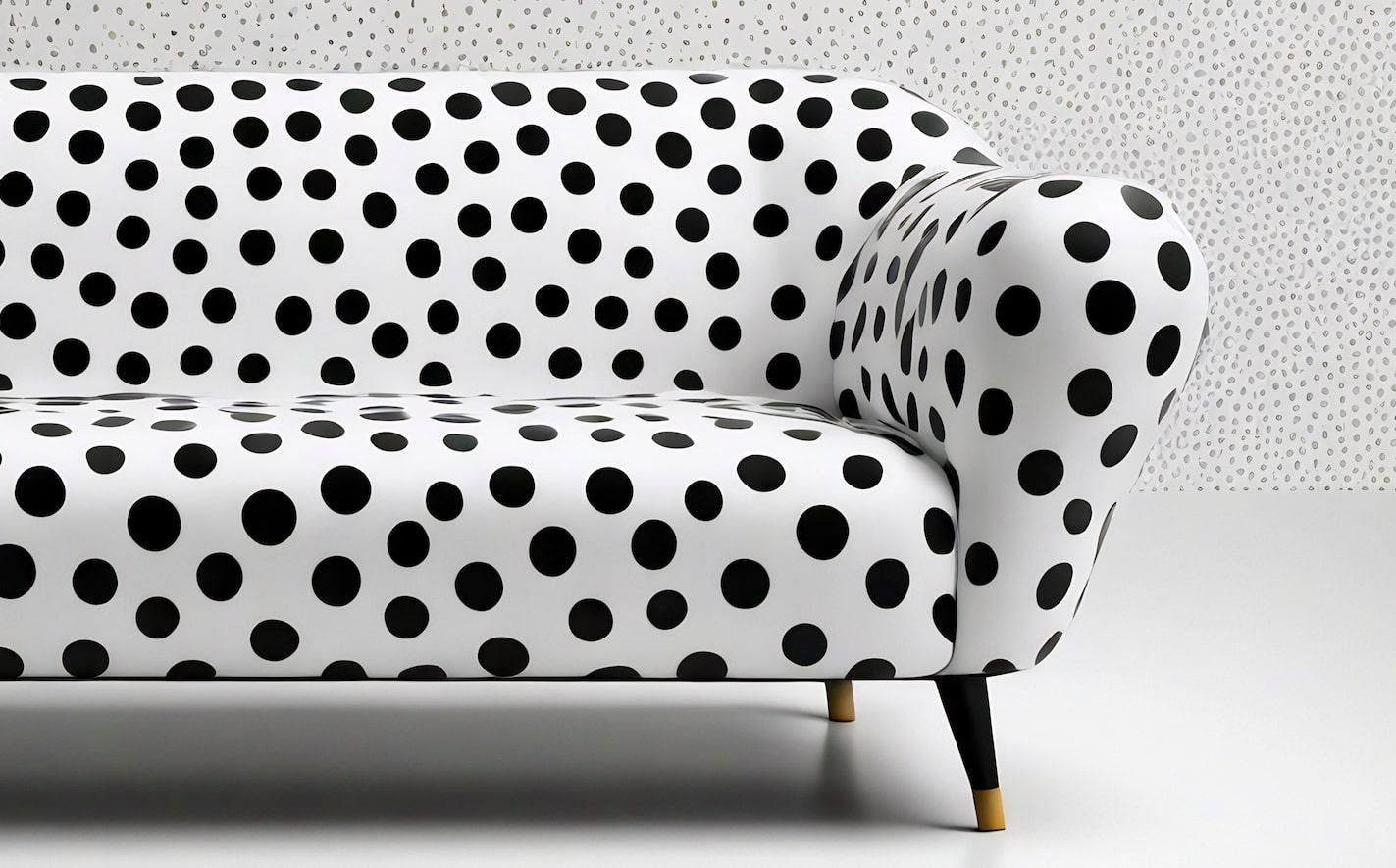 Sofá Artisanal Polkadot Negro 3 Plazas Hecho a mano en venta