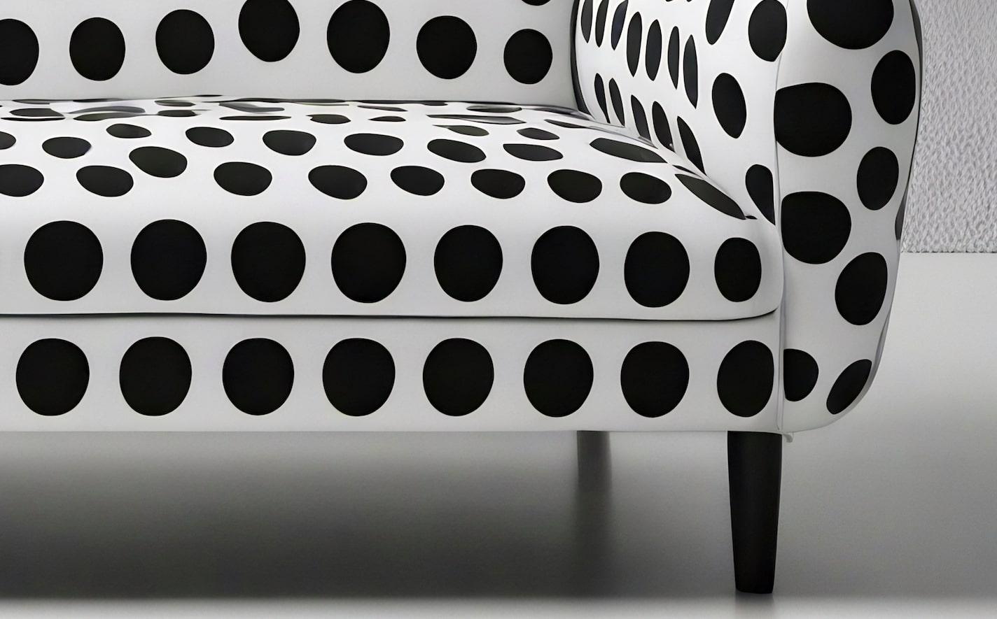 Fait main Canapé artisanal Polkadot Black 3 Seater en vente