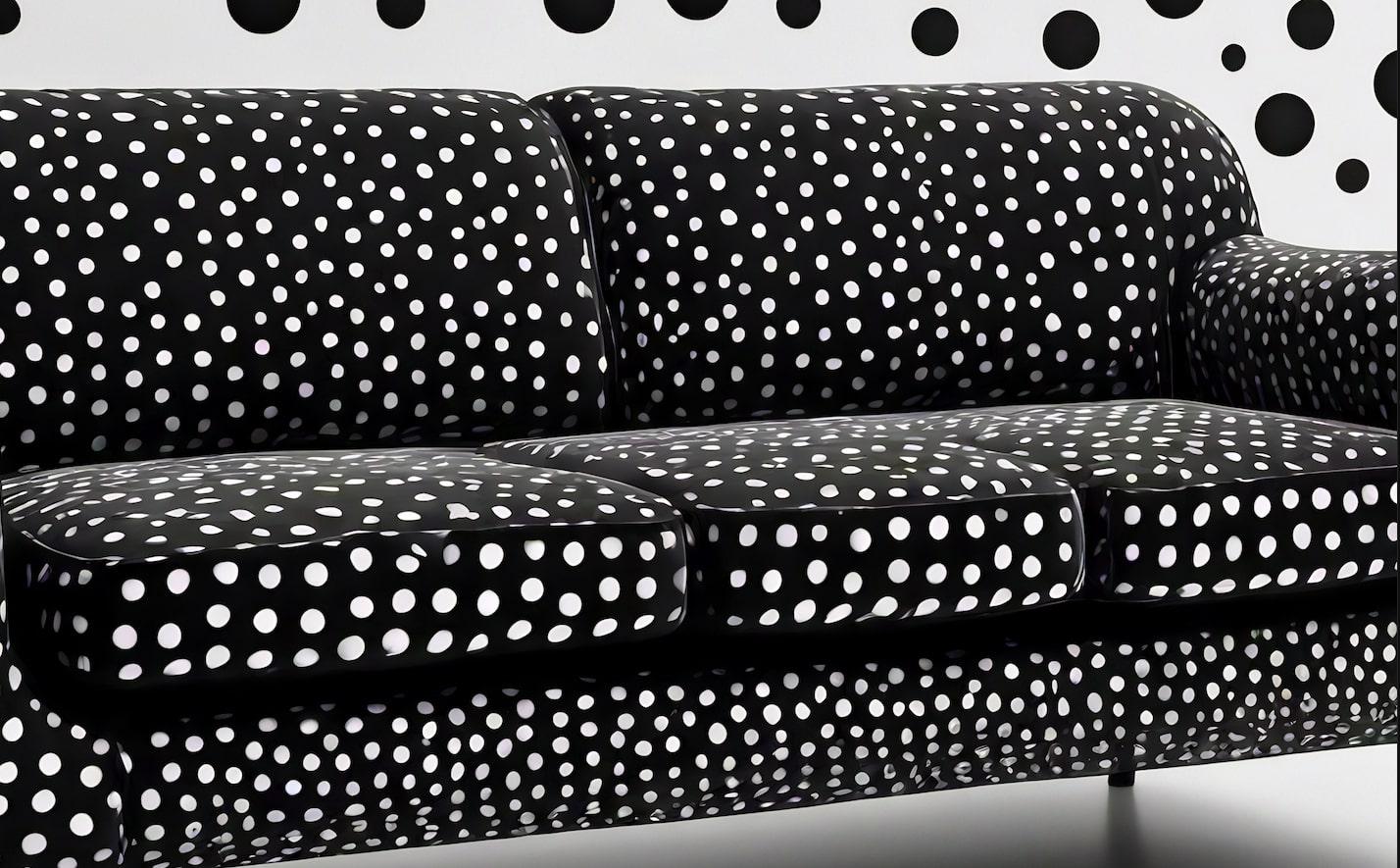 XXI secolo e contemporaneo Divano a 3 posti Artisanal Polkadot Nero in vendita