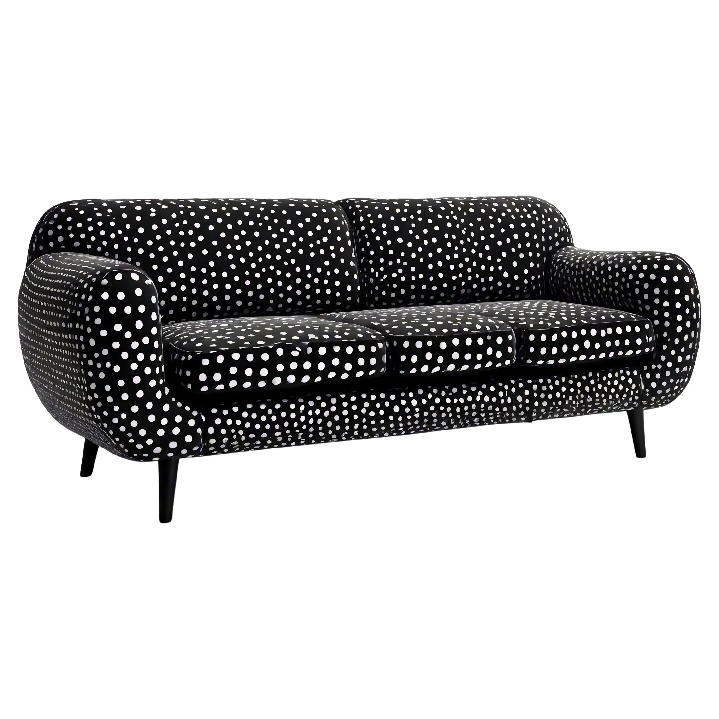 Artisanal Polkadot Black 3 Seater Sofa