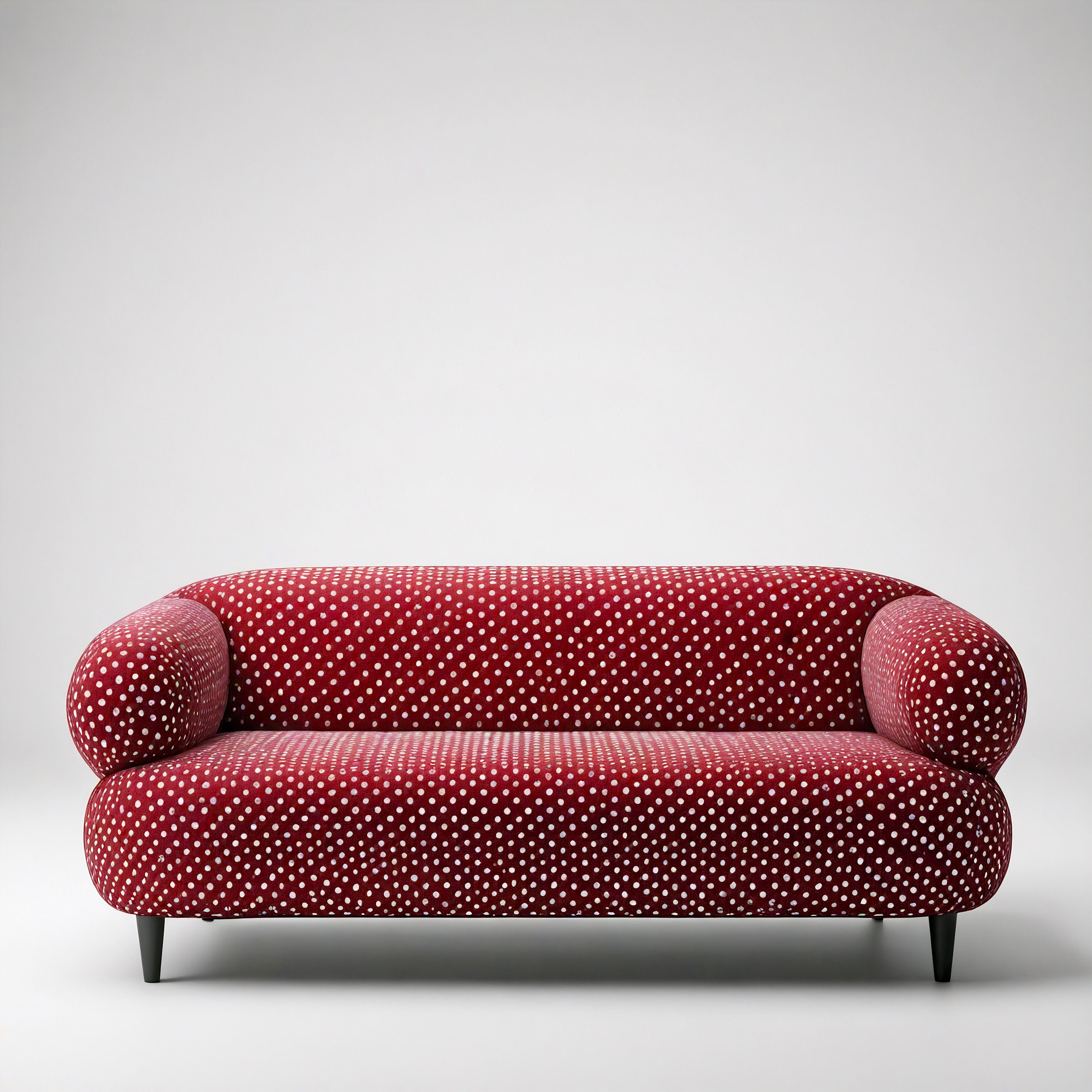 Entra in un mondo di espressione artistica con il nostro divano a pois ispirato a Yayoi Kusama. Attingendo allo spirito avanguardista dei famosi design di Kusama, questo divano fatto a mano è un capolavoro visivo caratterizzato da un sorprendente