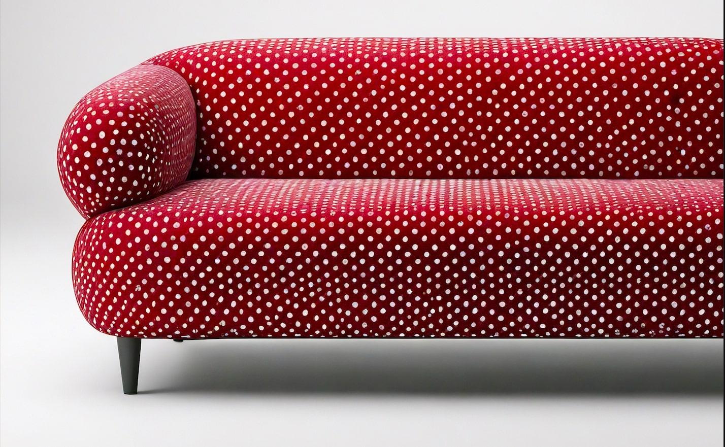 Indiano Divano a 3 posti Artisanal Polkadot Borgogna in vendita