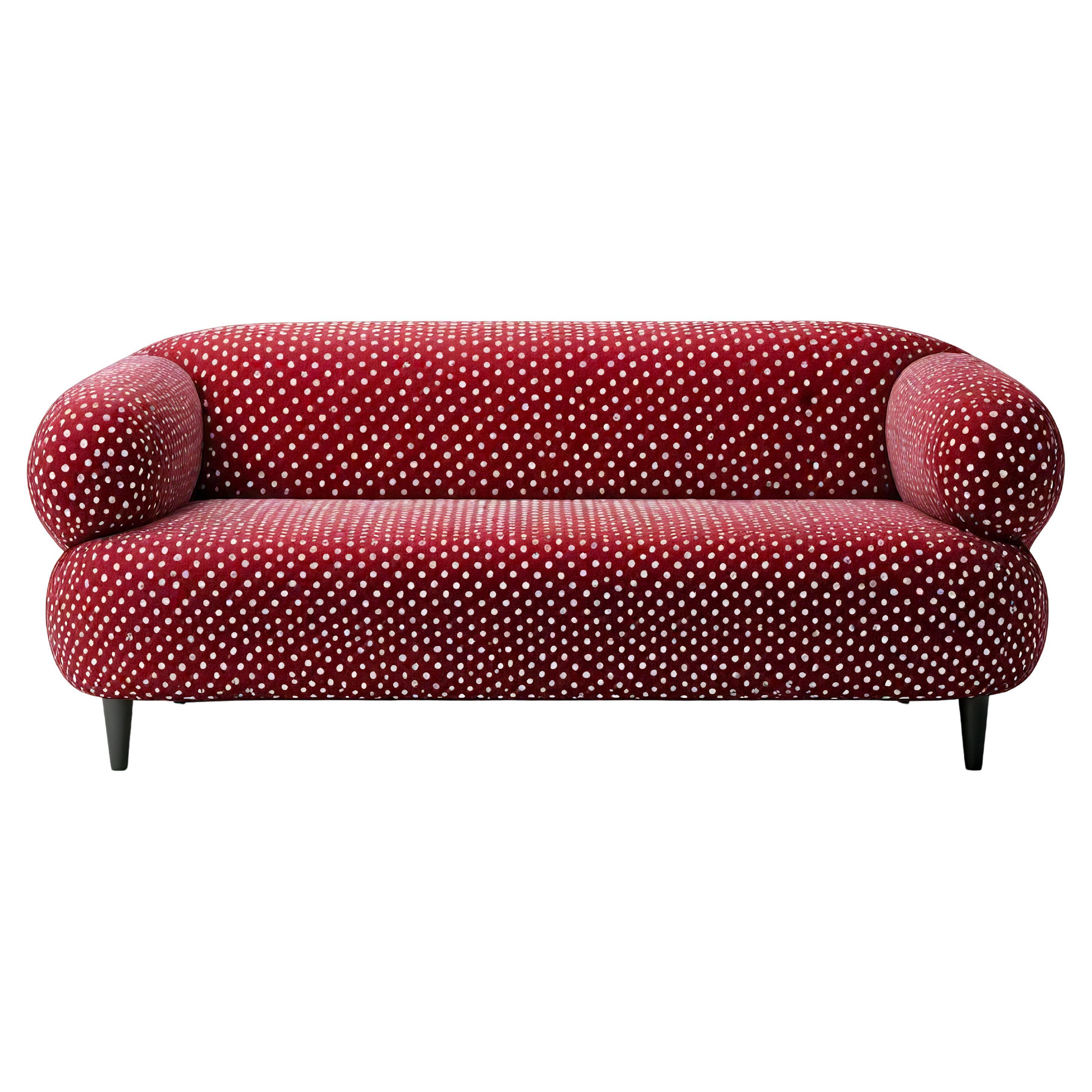 Divano a 3 posti Artisanal Polkadot Borgogna