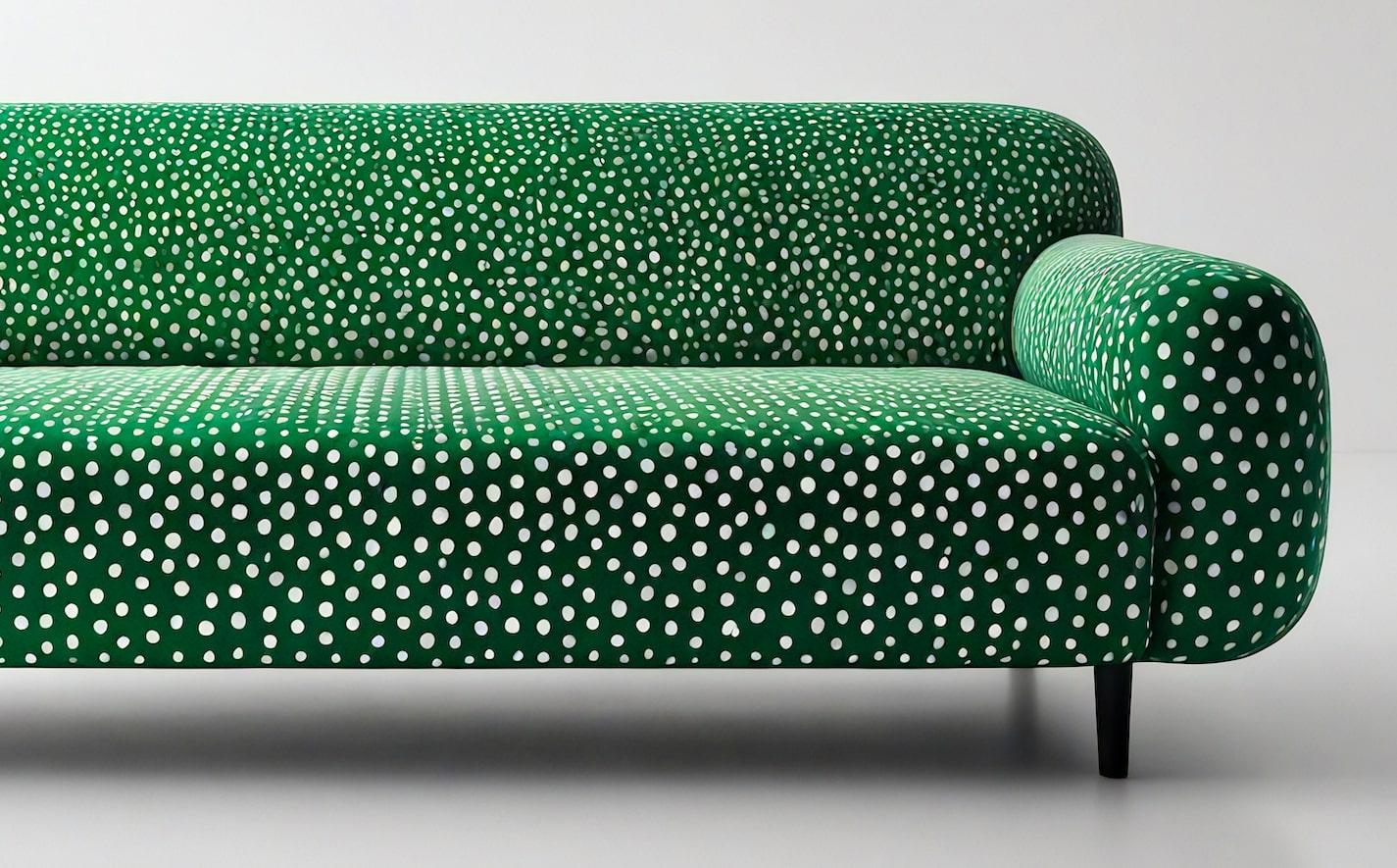 Fait main Canapé Artisanal Polkadot Green 3 Seater en vente