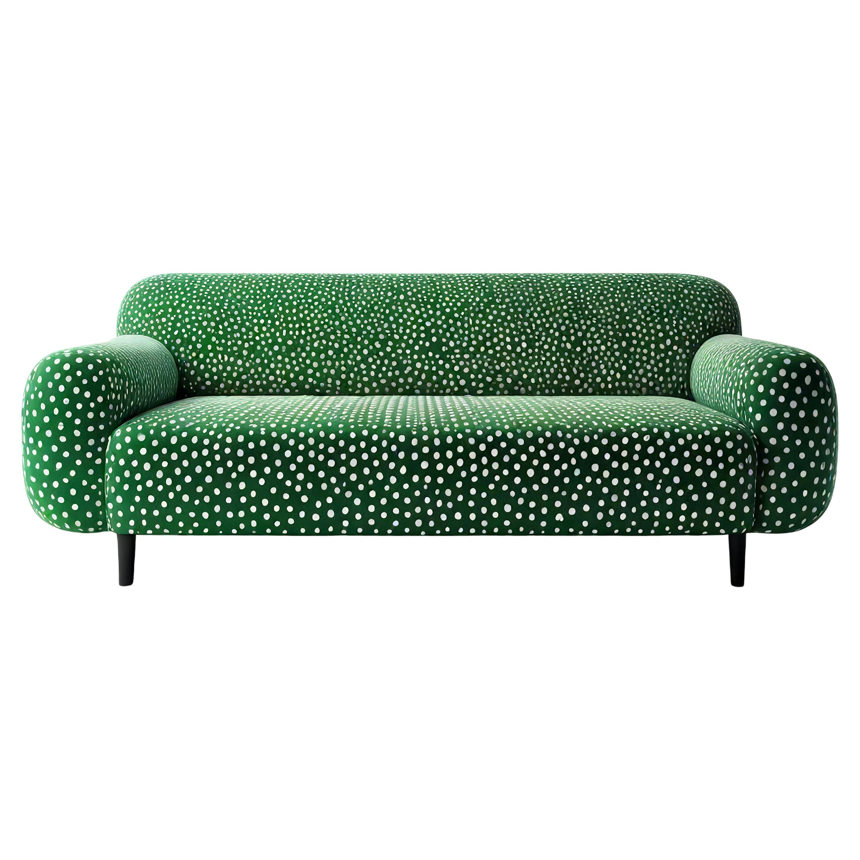 Canapé Artisanal Polkadot Green 3 Seater