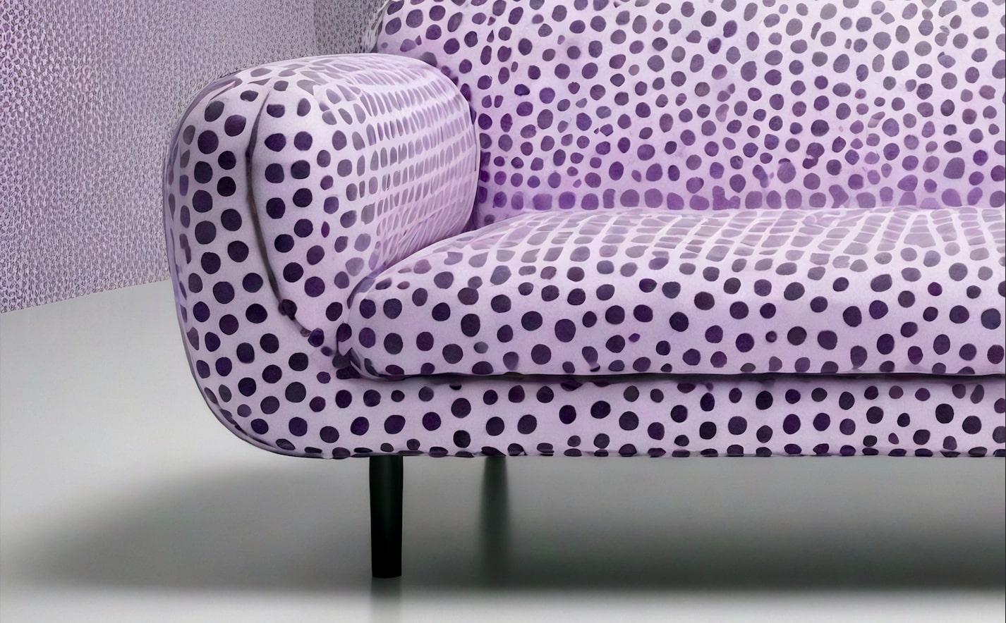 Mid-Century Modern Canapé 3 places Artisanal Polkadot Lavande en vente
