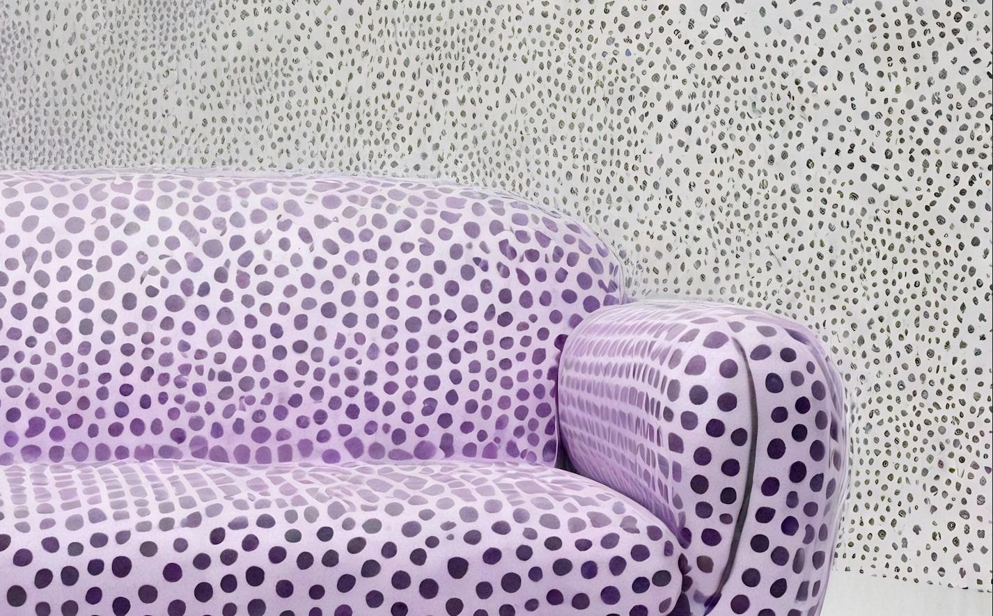 Indien Canapé 3 places Artisanal Polkadot Lavande en vente