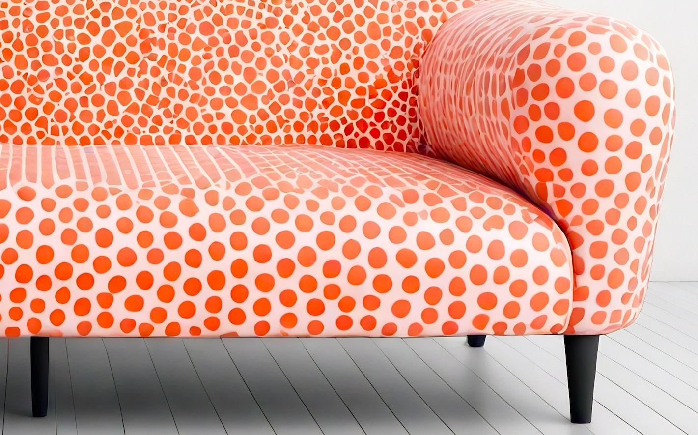 Sofá de 3 plazas Artisanal Polkadot Peach Hecho a mano en venta