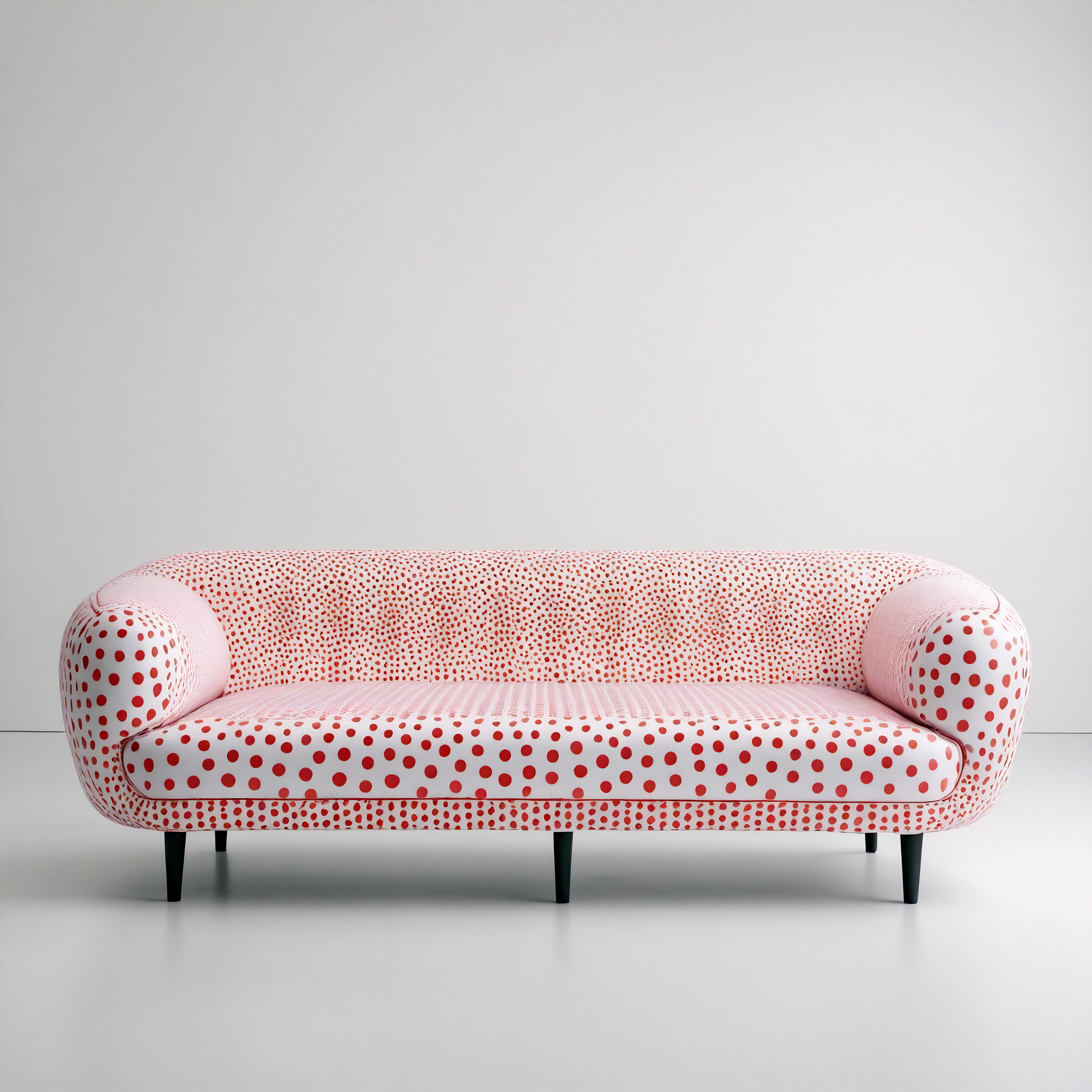 Entra in un mondo di espressione artistica con il nostro divano a pois ispirato a Yayoi Kusama. Attingendo allo spirito avanguardista dei famosi design di Kusama, questo divano fatto a mano è un capolavoro visivo caratterizzato da un sorprendente