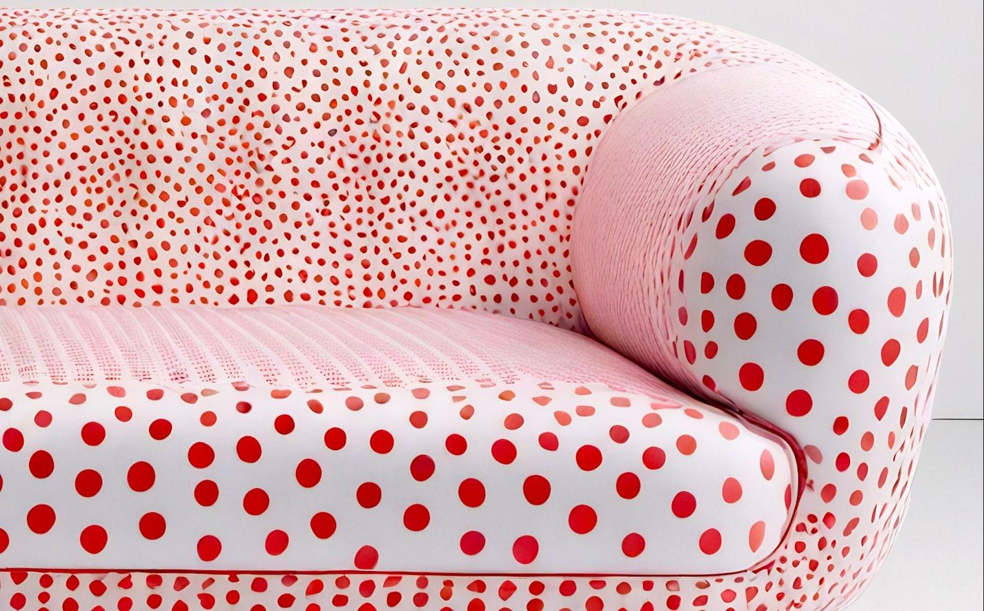 Sofá Artisanal Rojo Polkadot 3 Plazas Indio en venta