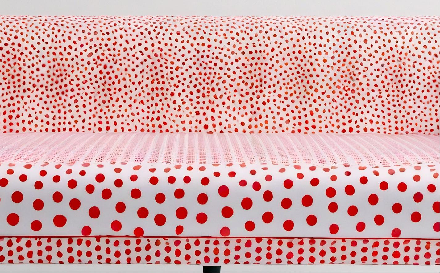 Sofá Artisanal Rojo Polkadot 3 Plazas Hecho a mano en venta
