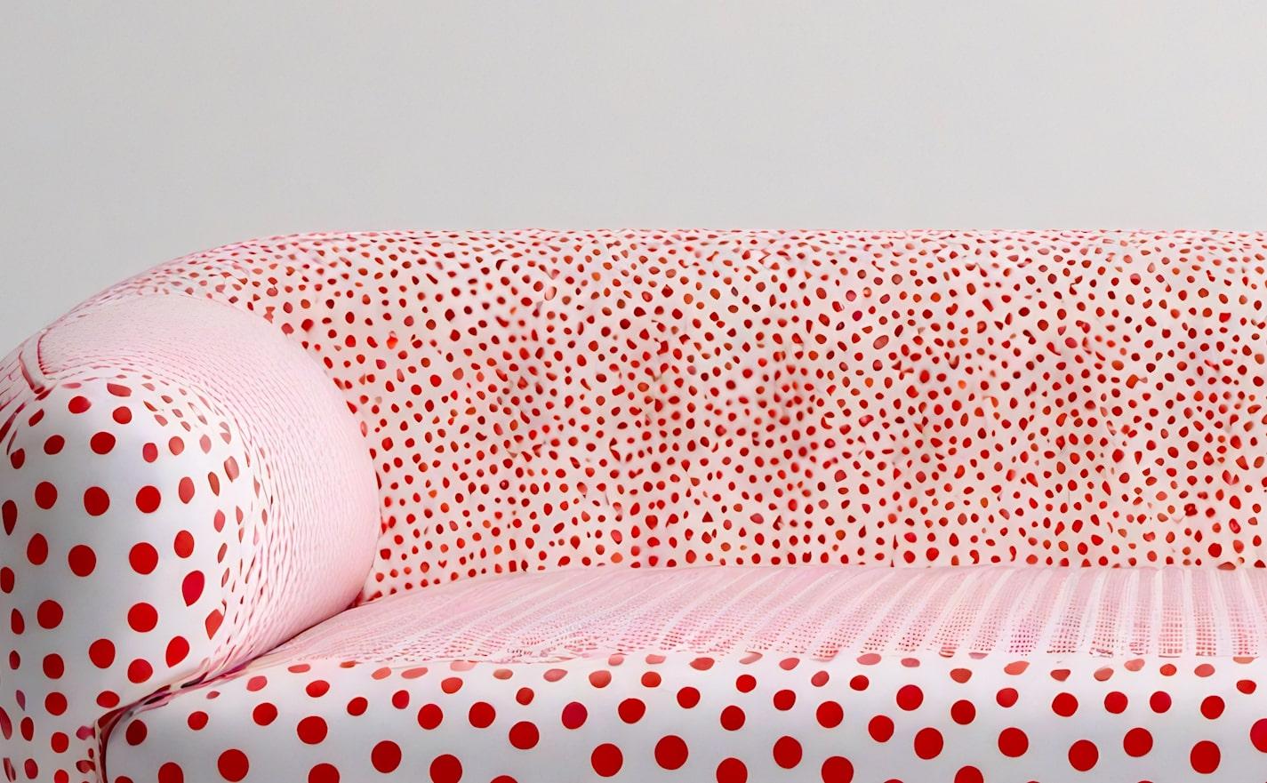 Sofá Artisanal Rojo Polkadot 3 Plazas en Nuevo estado para la venta en New York, NY