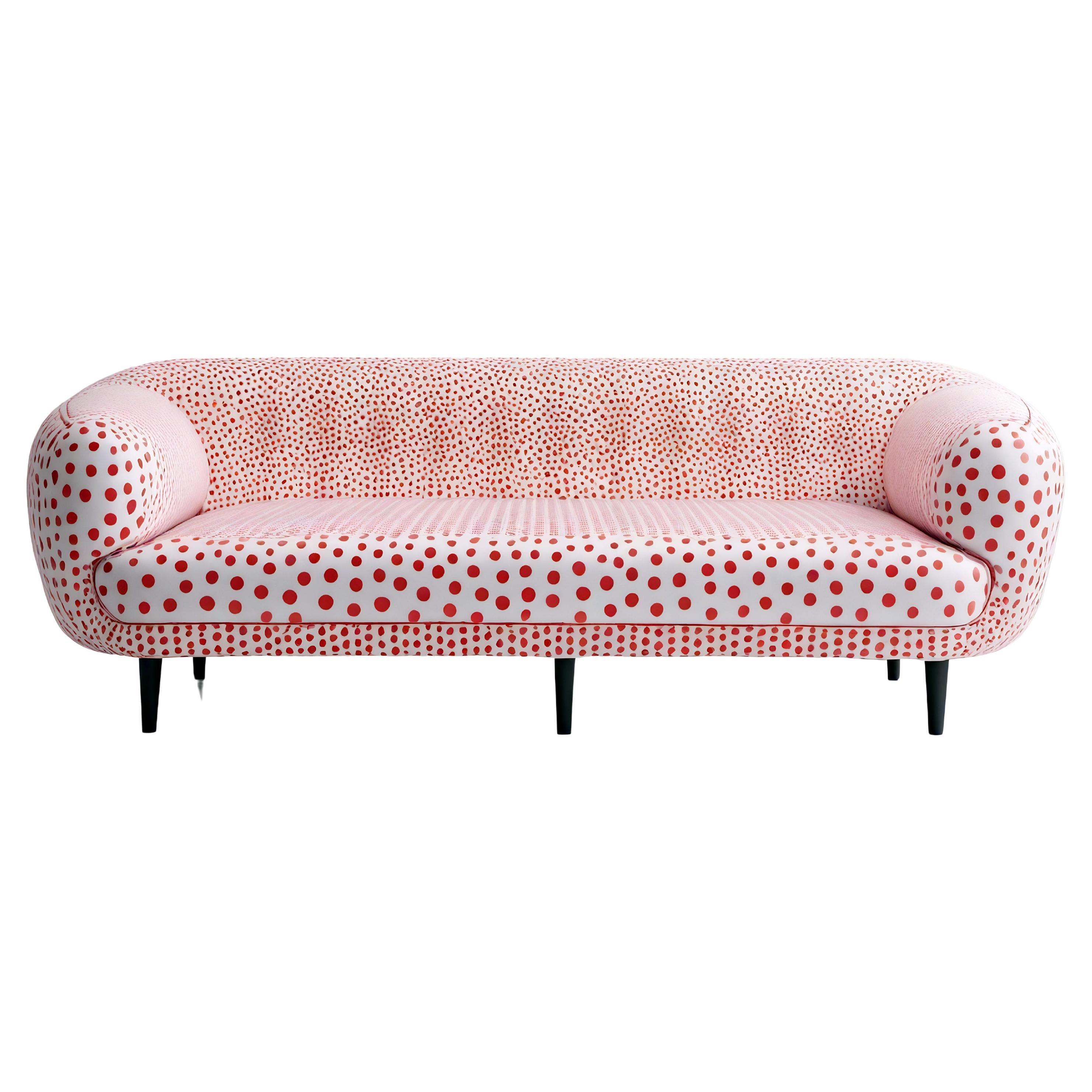 Artisanal Red Polkadot 3 Seater Sofa