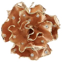Artisanal Rose Gold Flower Pendant with Diamonds