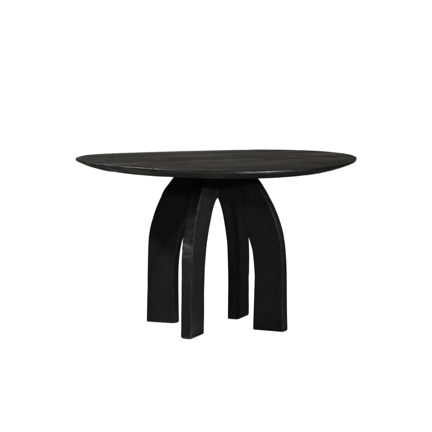 Tavolo Rotondo Artigianale di Vincent Vincent Modello 80/20 in Wood Bruciato