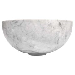 Artisanal Solid White Marble Minimalist Bowl, Large, in Stock