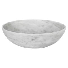 Artisanal Solid White Marble Minimalist Bowl, Wide, in Stock