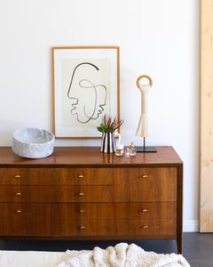 Artisanal Solid White Marble Minimalist Talayot Bowl, Large, in Stock