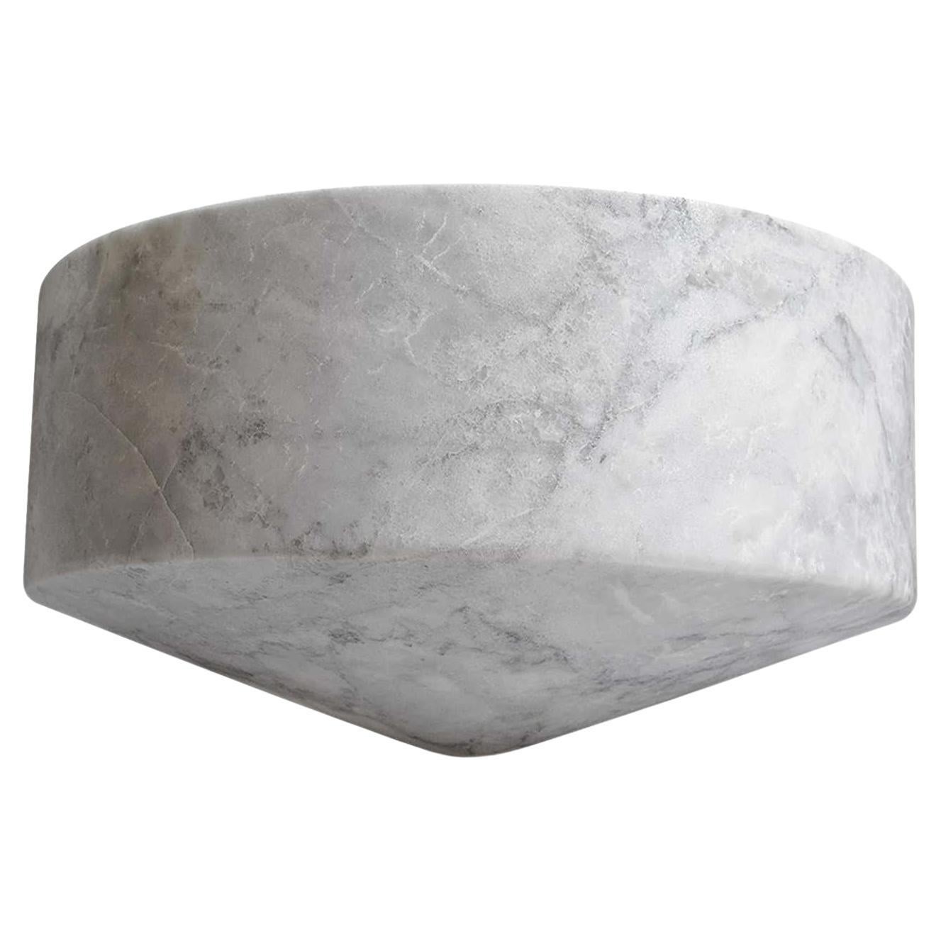 Artisanal Solid White Marble Minimalist Talayot Bowl, Large, in Stock For Sale