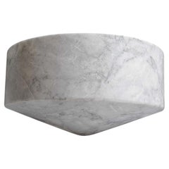 Artisanal Solid White Marble Minimalist Talayot Bowl, Large, in Stock
