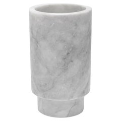 Artisanal Solid White Marble Minimalist Vase, Tall, in Stock