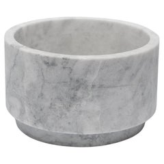 Artisanal Solid White Marble Minimalist Vase, Wide, in Stock