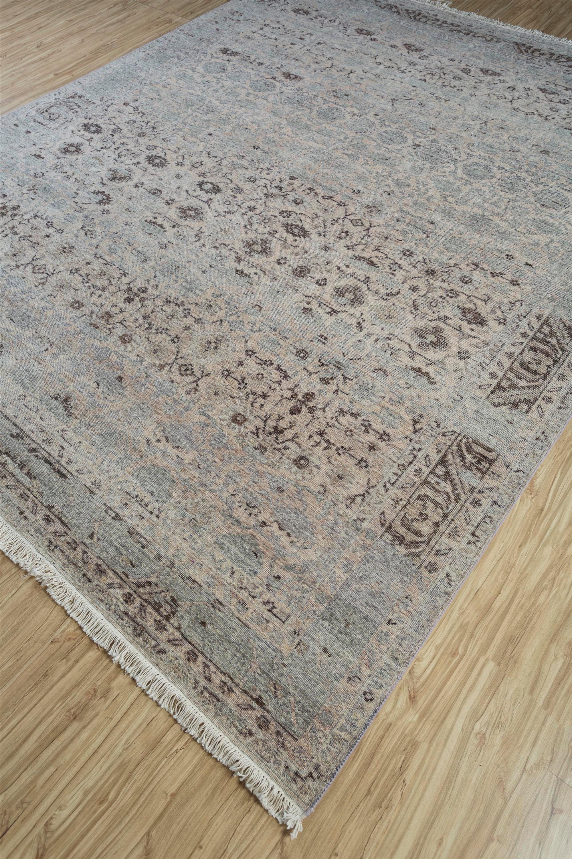 Alfombra Anudada Artesanal Esplendor Rosa Humo y Gris Medio 240X300 cm Tibetano en venta