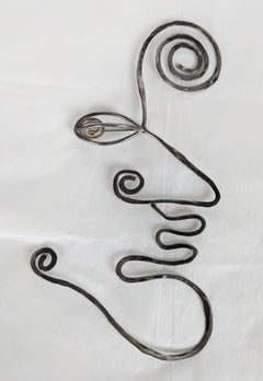 Artisanal Surrealist Sterling Profile Brooch