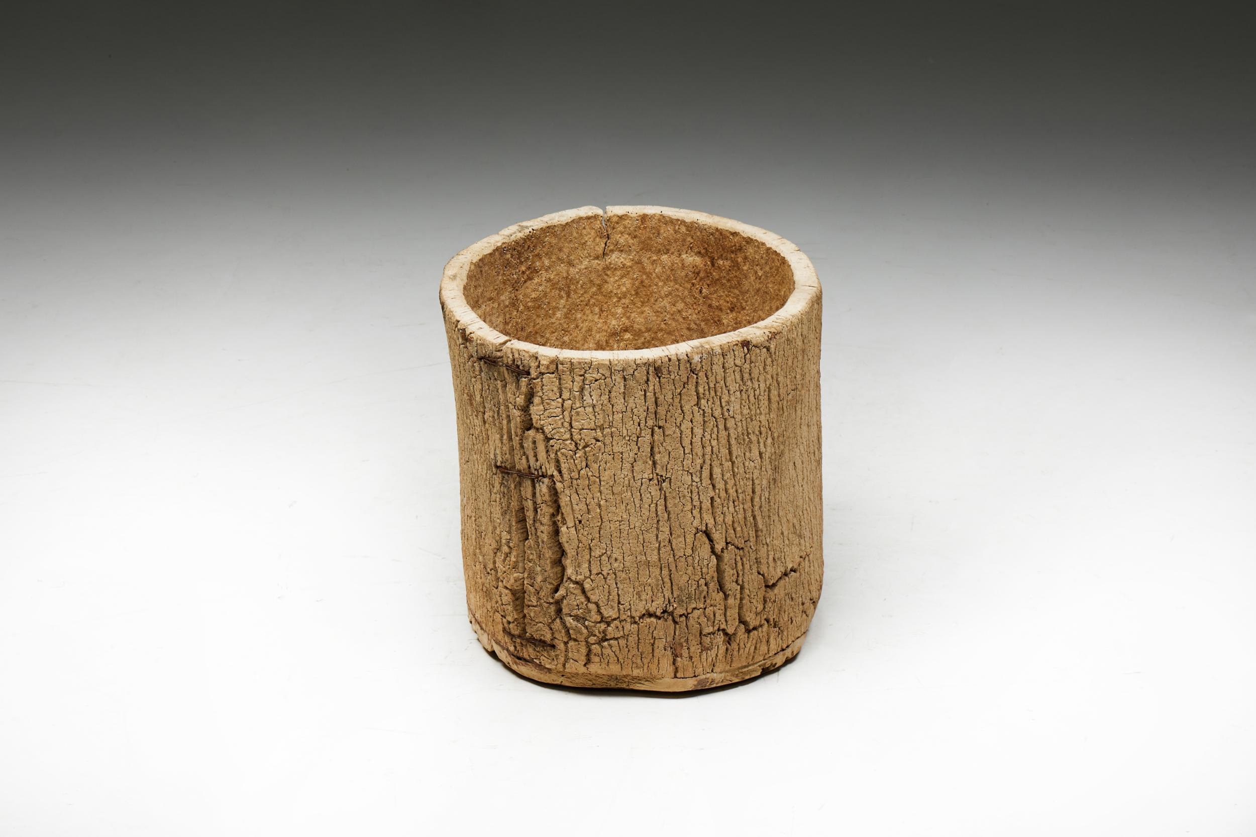 Rustic Artisanal Tree Trunk Planter, France, 19th Century For Sale